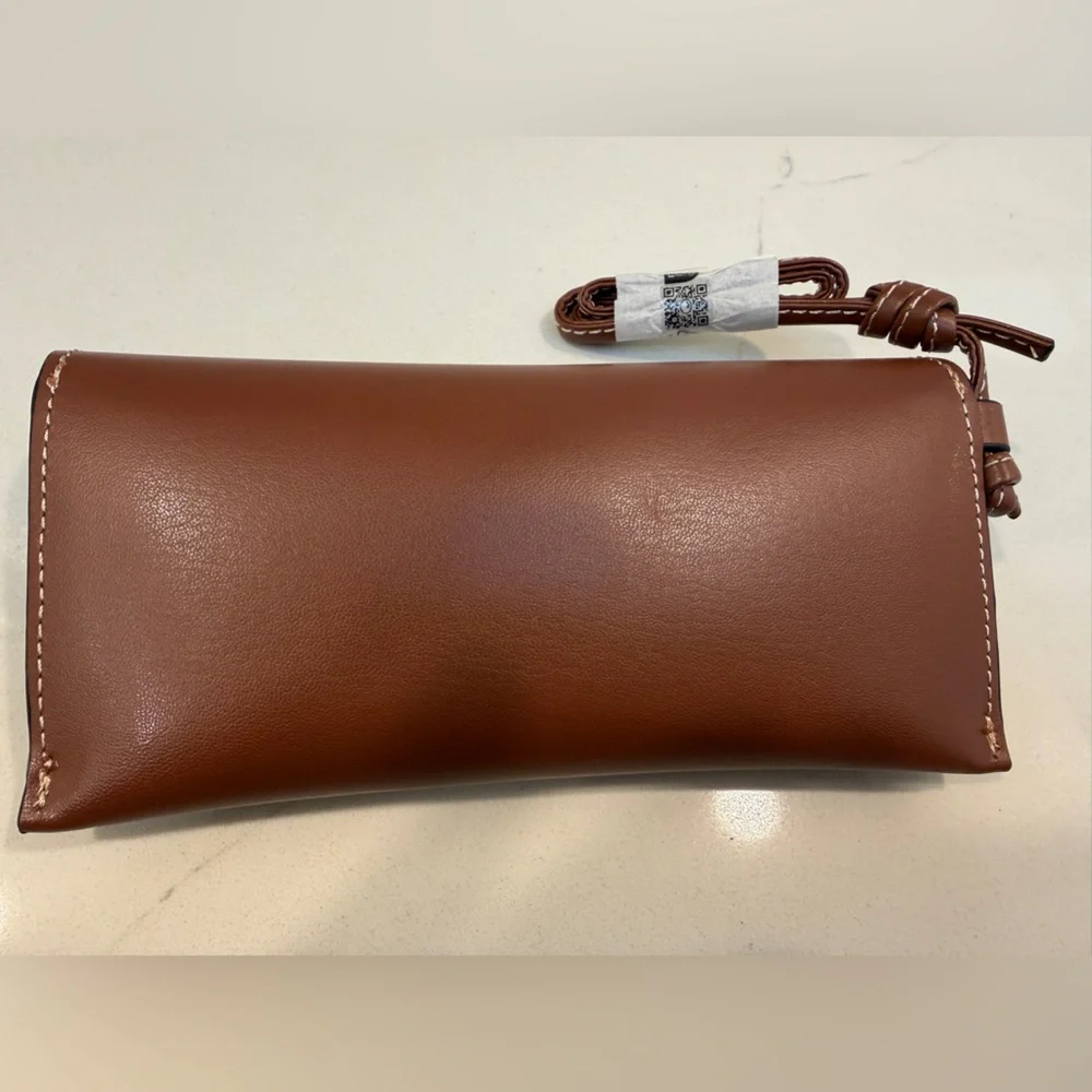 NEW Celine Sunglasses Wristlet Pouch with Magnetic Closure in Cognac Brown